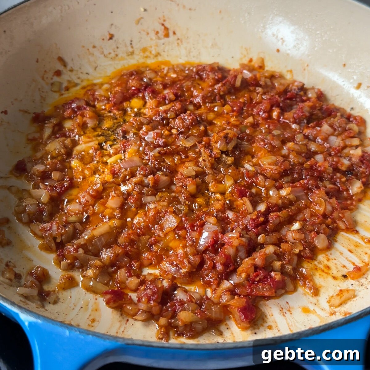 Sear steak & set aside. Sauté veggies with the tomato paste.