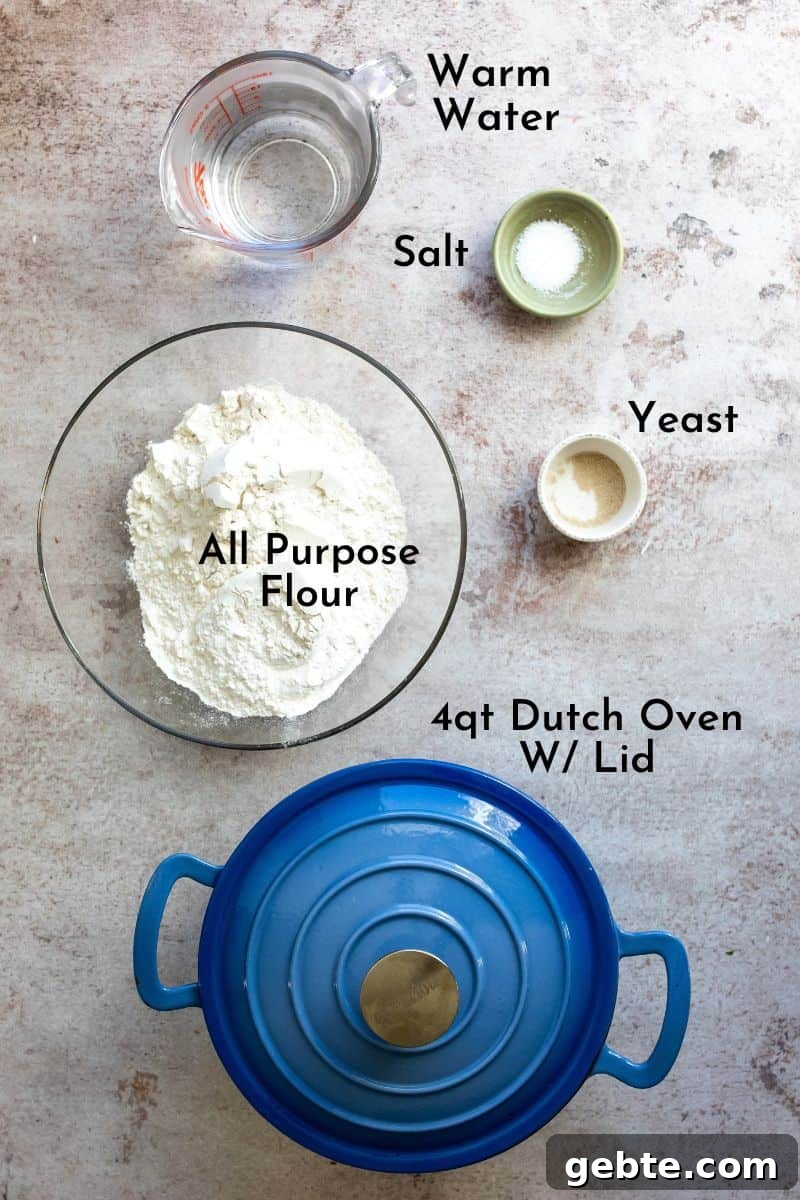 Ingredients for bread on a counter.