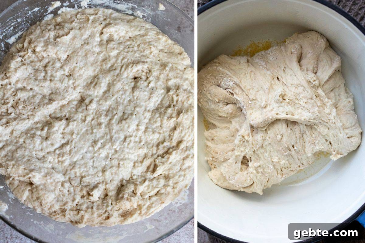 Steps to make the bread in a clear glass container and enveloping bread. 