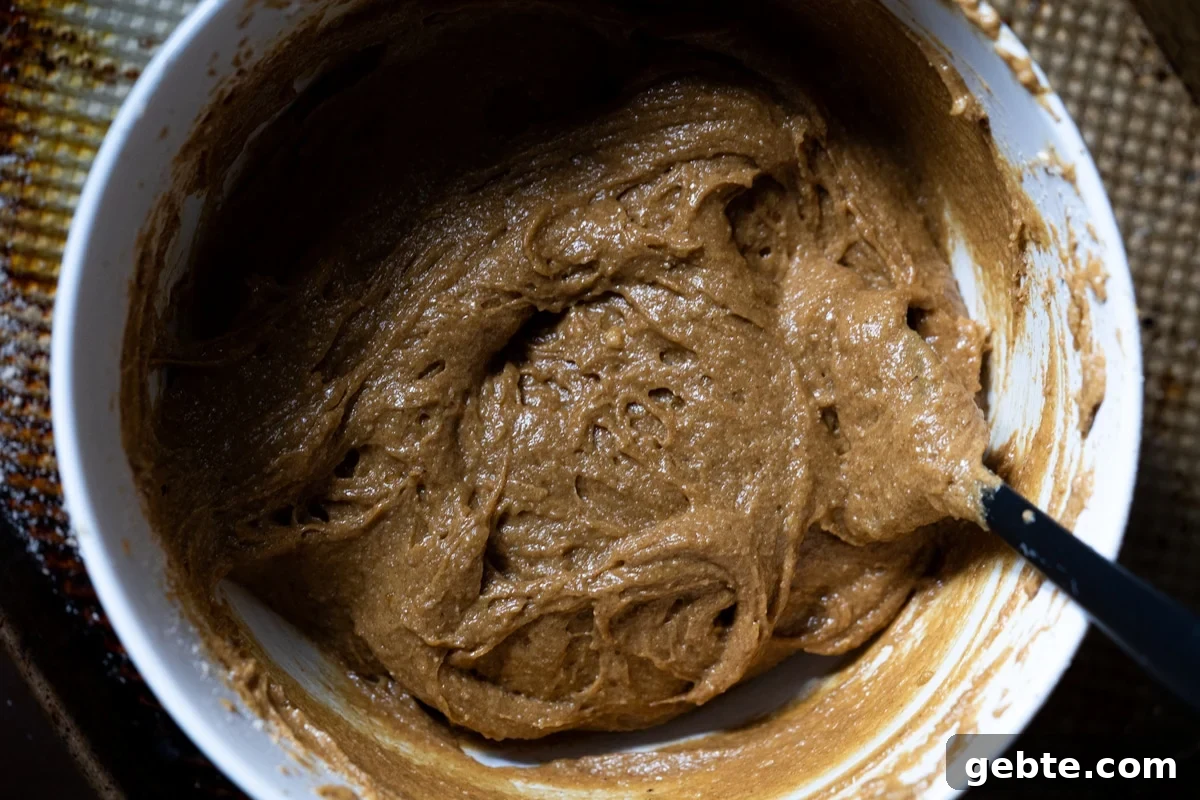 The batter of the low carb gingerbread in a mixing bowl