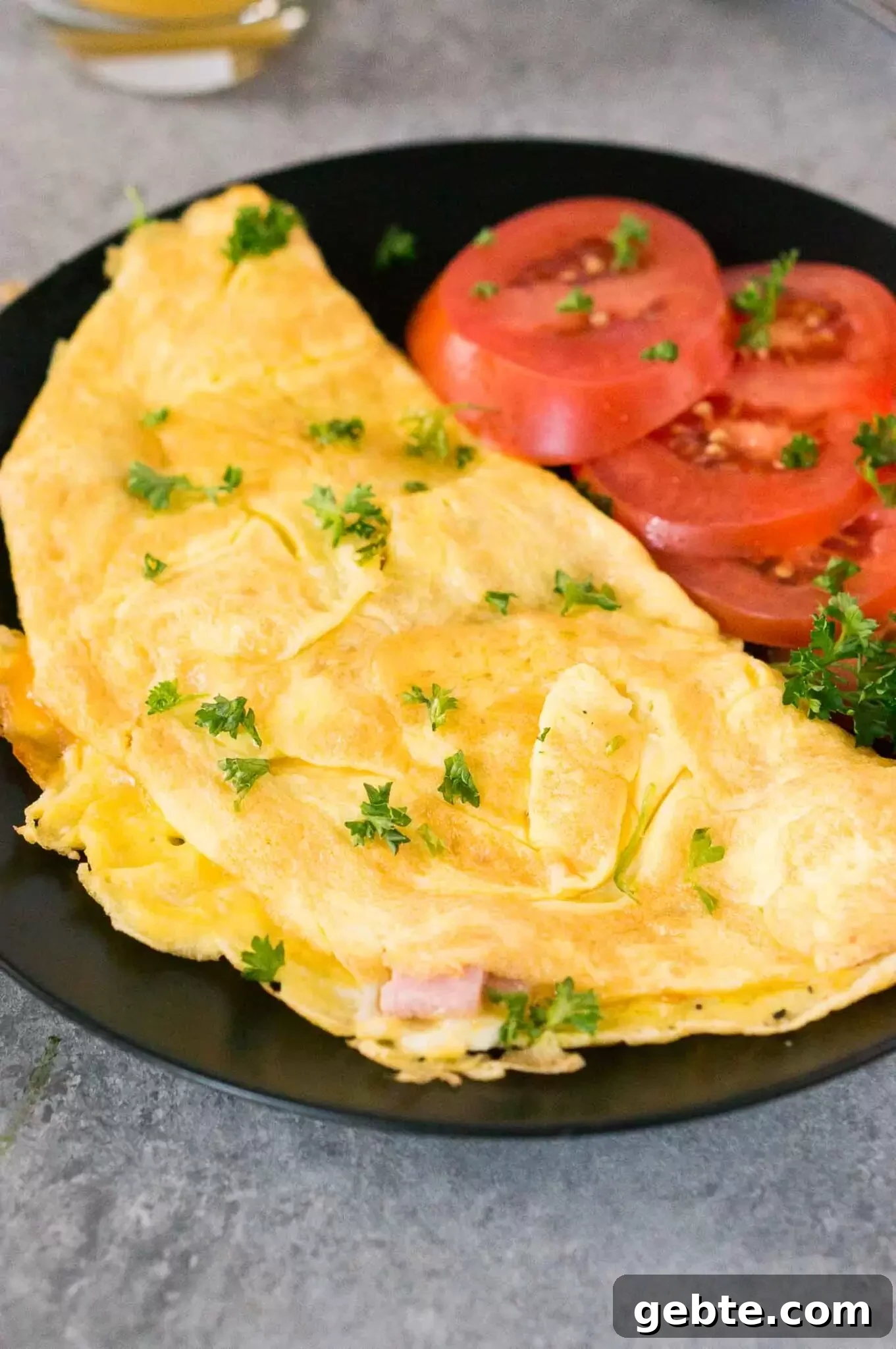 close up image of perfect omelet