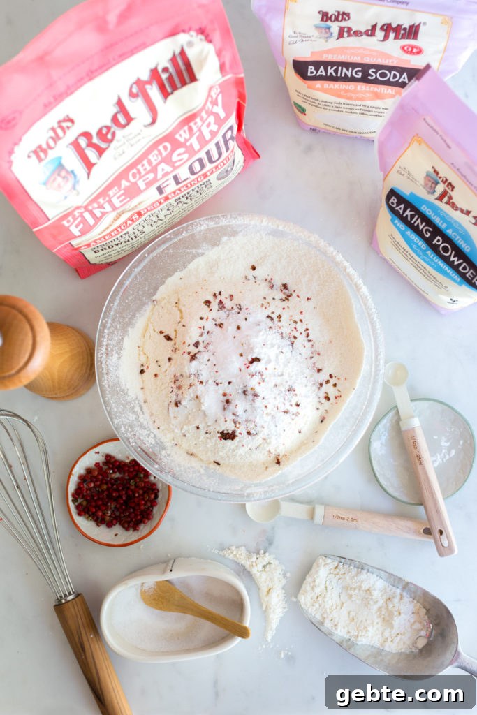 Nectarine and Crème with Pink Peppercorn Honey Cake Recipe 7 Mixing dry ingredients for Pink Peppercorn Honey Cake