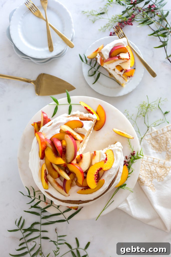 Nectarine and Crème with Pink Peppercorn Honey Cake Recipe 17 Serving Nectarines and Creme Pink Peppercorn Honey Cake