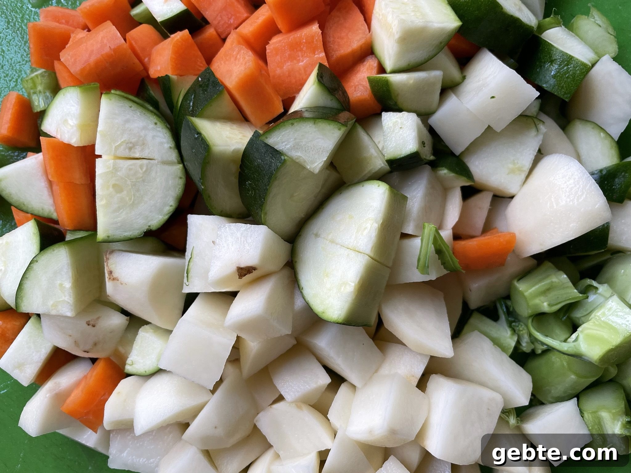 Chopped vegetables for soup