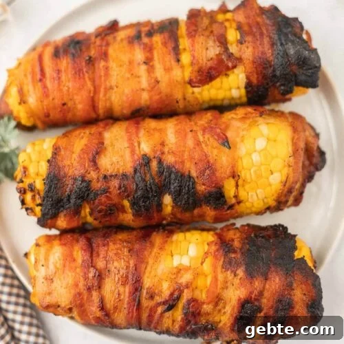 63 Flavorful Grilled Vegetable Recipes for Every Meal 18 Grilled corn on the cob wrapped in bacon, cooked to perfection with smoky char flavor.