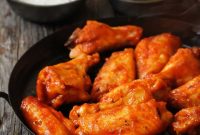 Crispy Baked Buffalo Wings with Creamy Blue Cheese Dip