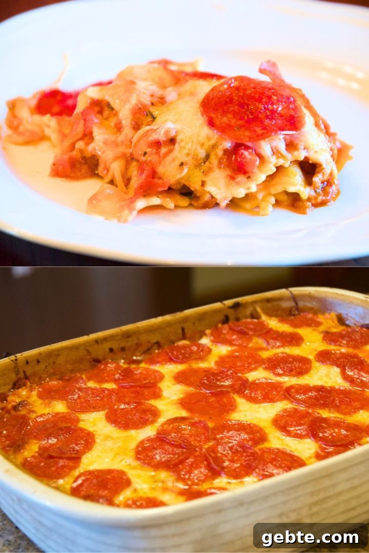 Meat lovers pizza casserole is a simple pizza pasta casserole recipe loaded with pepperoni and sausage, spaghetti sauce, and cheese.