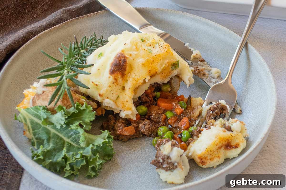 shepherd’s pie double baked potato on a plate