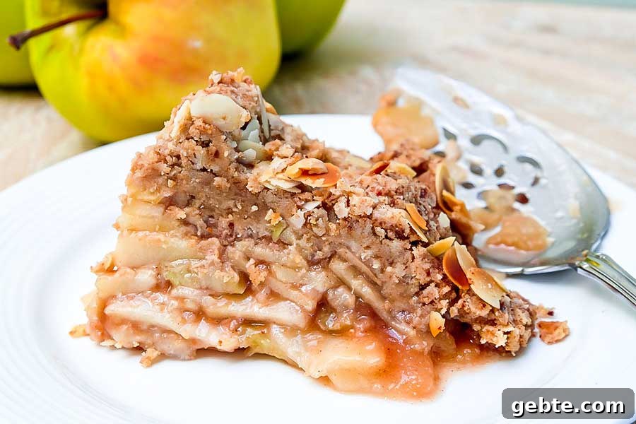 slice of crust free apple pie on a plate