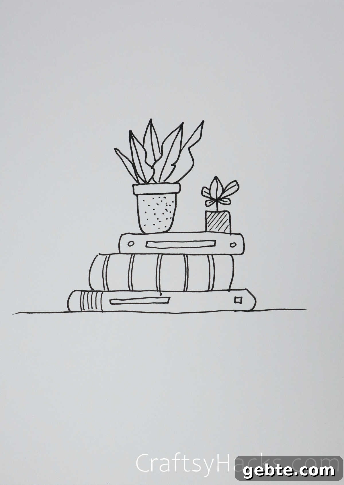 pile of books drawing
