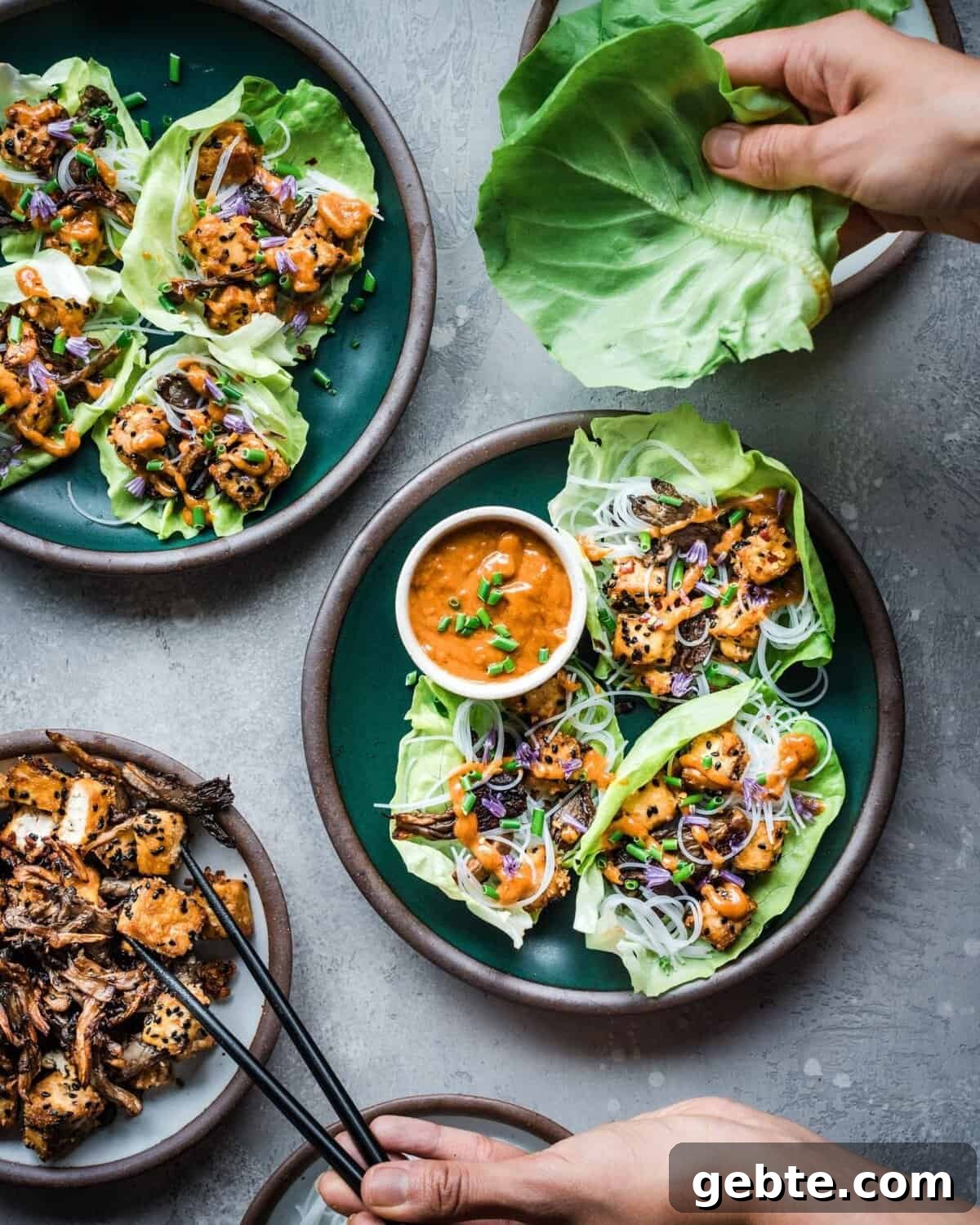 Crispy Sesame Tofu and Mushroom Lettuce Wraps