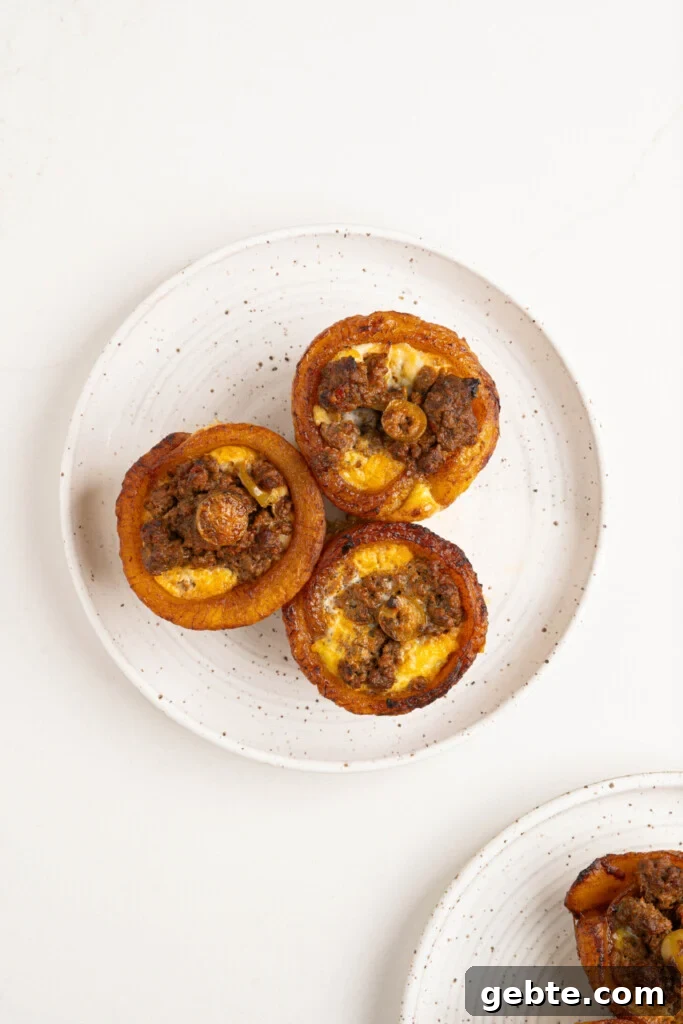 Authentic Puerto Rican Piononos: Savory Plantain Cups Recipe 9 a plate of piononos