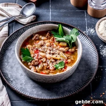 Brothy Italian Sausage and White Bean Soup