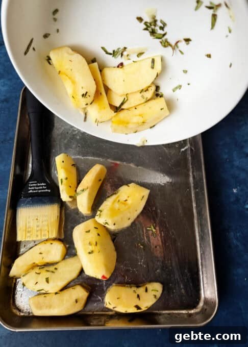 Roasting the apples in duck fat