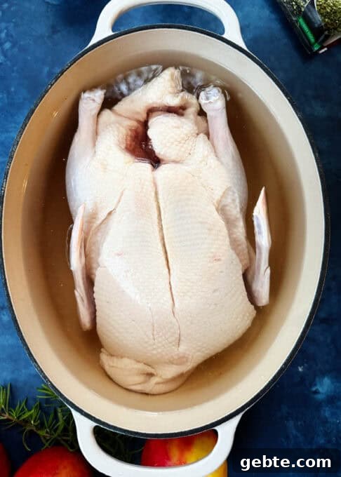 Duck soaking in salted water