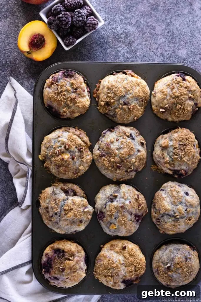 blackberry peach coffeecake muffins
