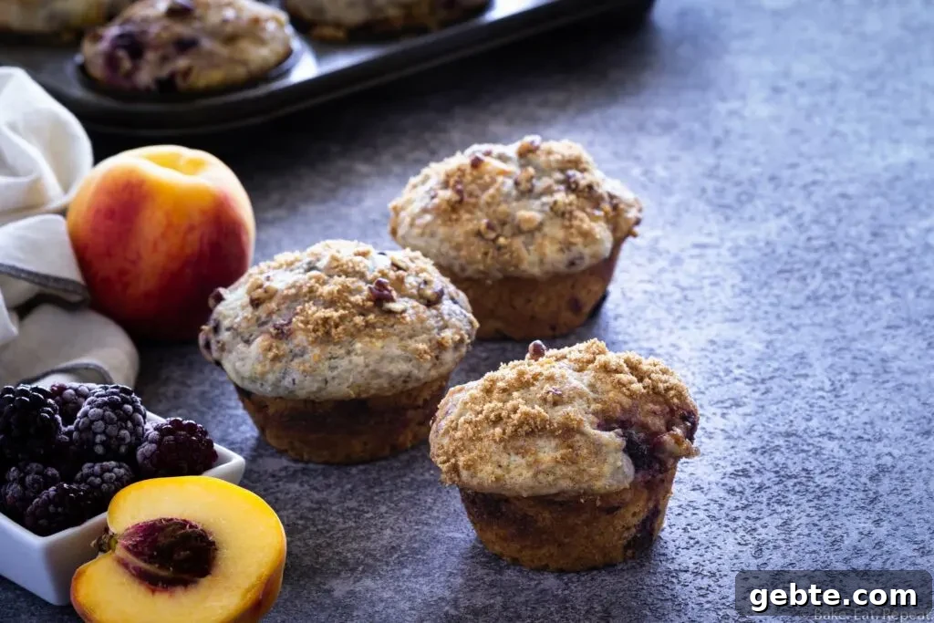 blackberry peach coffee cake muffins