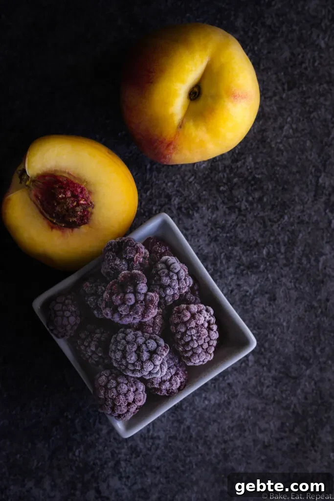 blackberries and peaches for coffee cake muffins