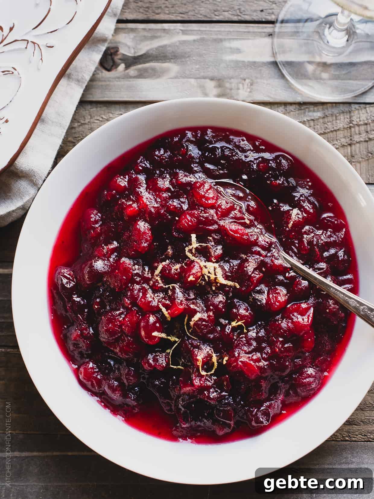 Cranberry Wine Sauce Recipe for Holiday Roasts and Sides 6 Cranberry Wine Sauce in a white serving dish.