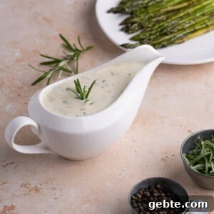 Shallot Cream Sauce garnished with rosemary