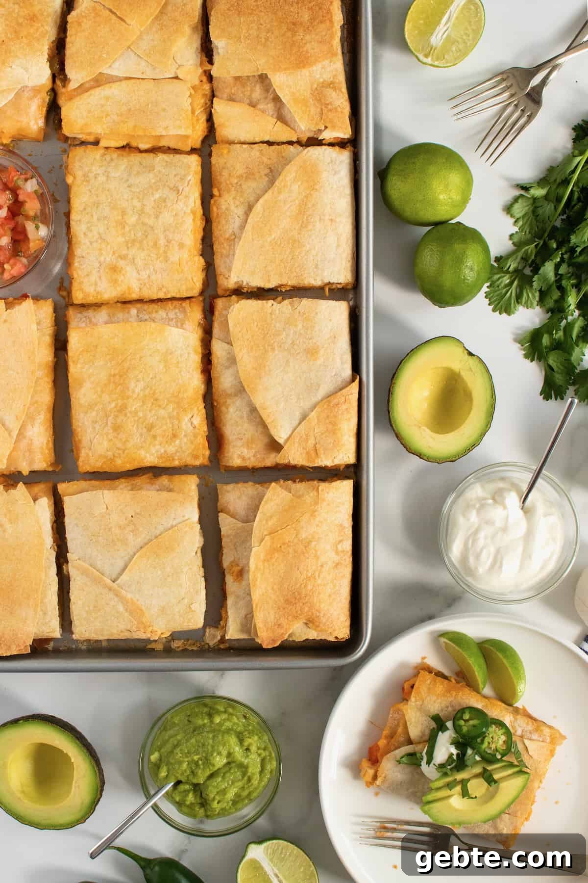 Chicken Fajita Sheet Pan Quesadilla by The BakerMama