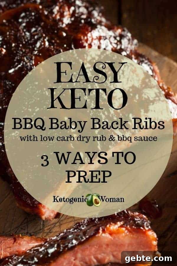 Juicy Keto Baby Back Ribs: Crockpot or Instant Pot Recipe 9 Easy Keto Baby Back Ribs with low carb dry rub and BBQ sauce.