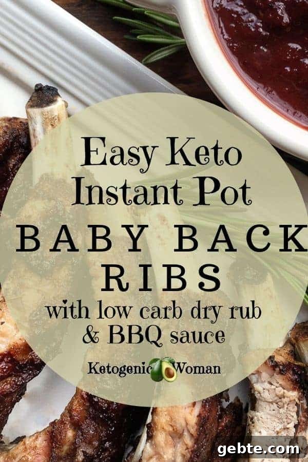 Juicy Keto Baby Back Ribs: Crockpot or Instant Pot Recipe 12 Easy Keto Baby Back Ribs with low carb dry rub and BBQ sauce.