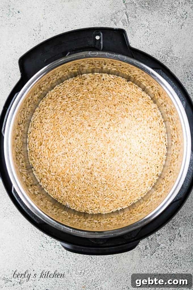 Water has been added to the uncooked rice.