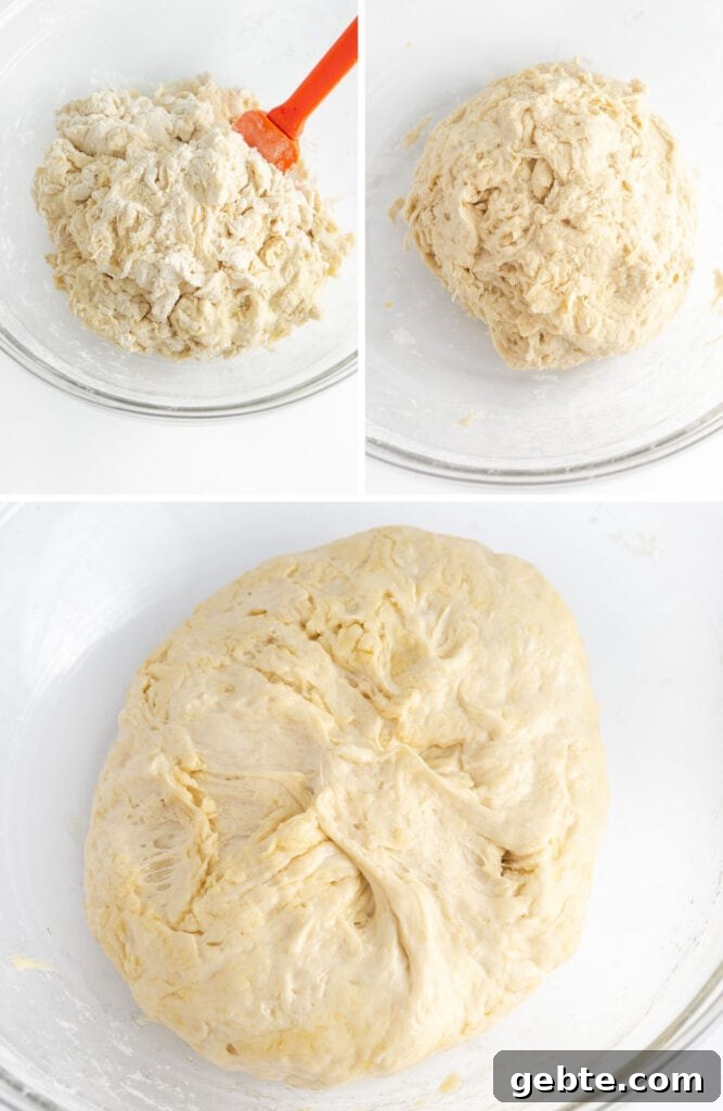 mixing dough for mini pizzas for kids 