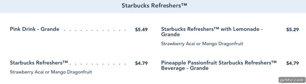 Refreshers menu from Creature Comforts.
