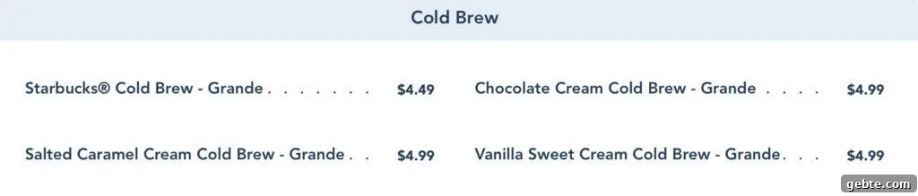 cold brew menu from Creature Comforts.