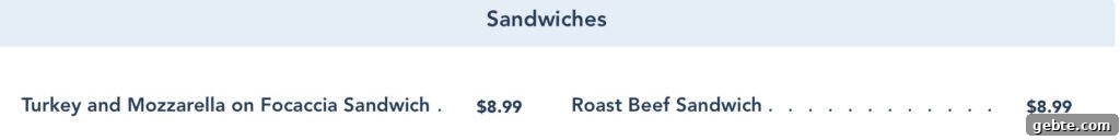 lunch sandwich menu from Creature Comforts.