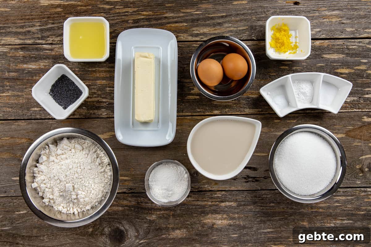 ingredients measured out in individual bowls on counter top.