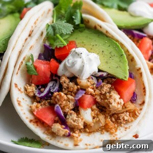 Quinoa and Tofu Taco Filling Recipe for Meatless Tacos 7 tortilla filled with vegan taco meat and fresh veggies