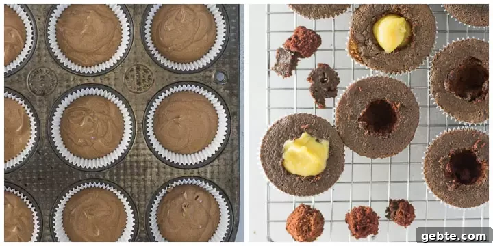 how to fill chocolate banana cupcakes