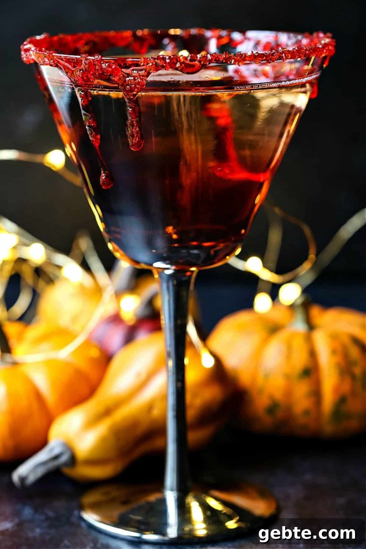 vodka martini with fake blood dripping down the sides
