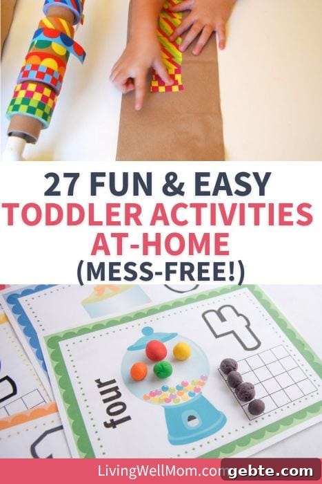 27 Mess-Free Toddler Activities to Keep Kids Engaged 3 27 fun and east toddler activities pin