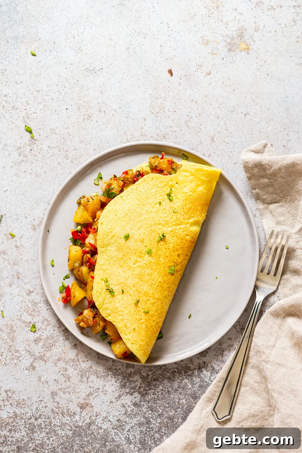 Mung Bean Egg Vegan Omelet: Fluffy Plant-Based Breakfast 2 Vegan Omelet with Breakfast potatoes