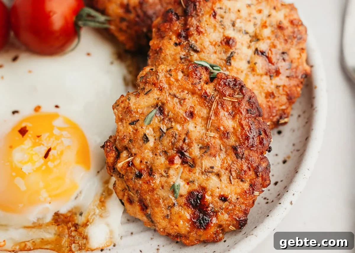 Crispy Air Fryer Turkey Breakfast Sausage Recipe in 15 Minutes 5 Stack of turkey sausage patties