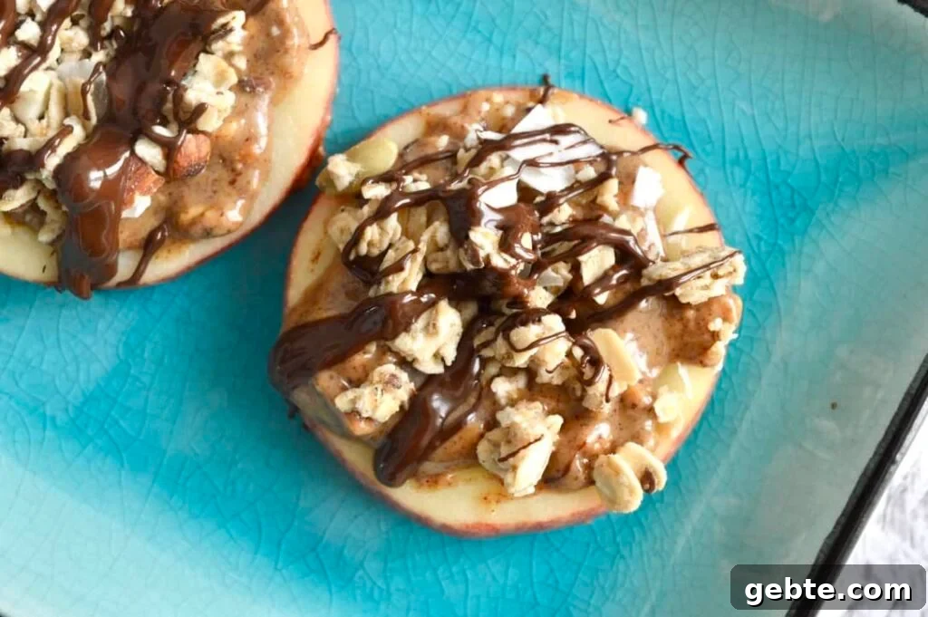 chocolate peanut butter granola apple bites