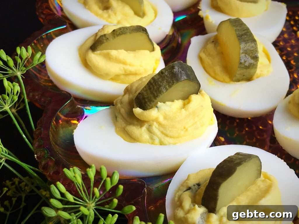 Dill Pickle Slices in a Deviled Egg Dill Pickle Slices in a Deviled Egg