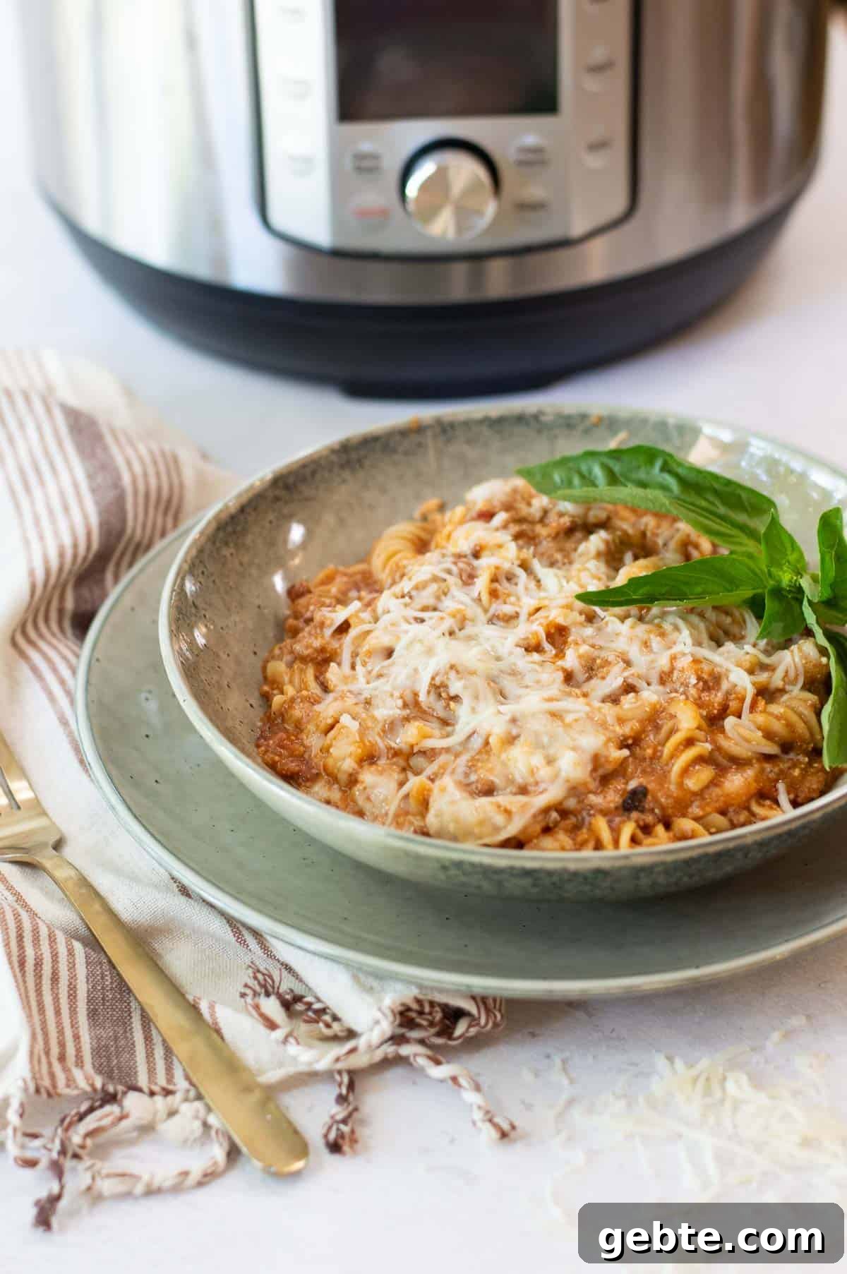 quick instant pot lasagna in a bowl
