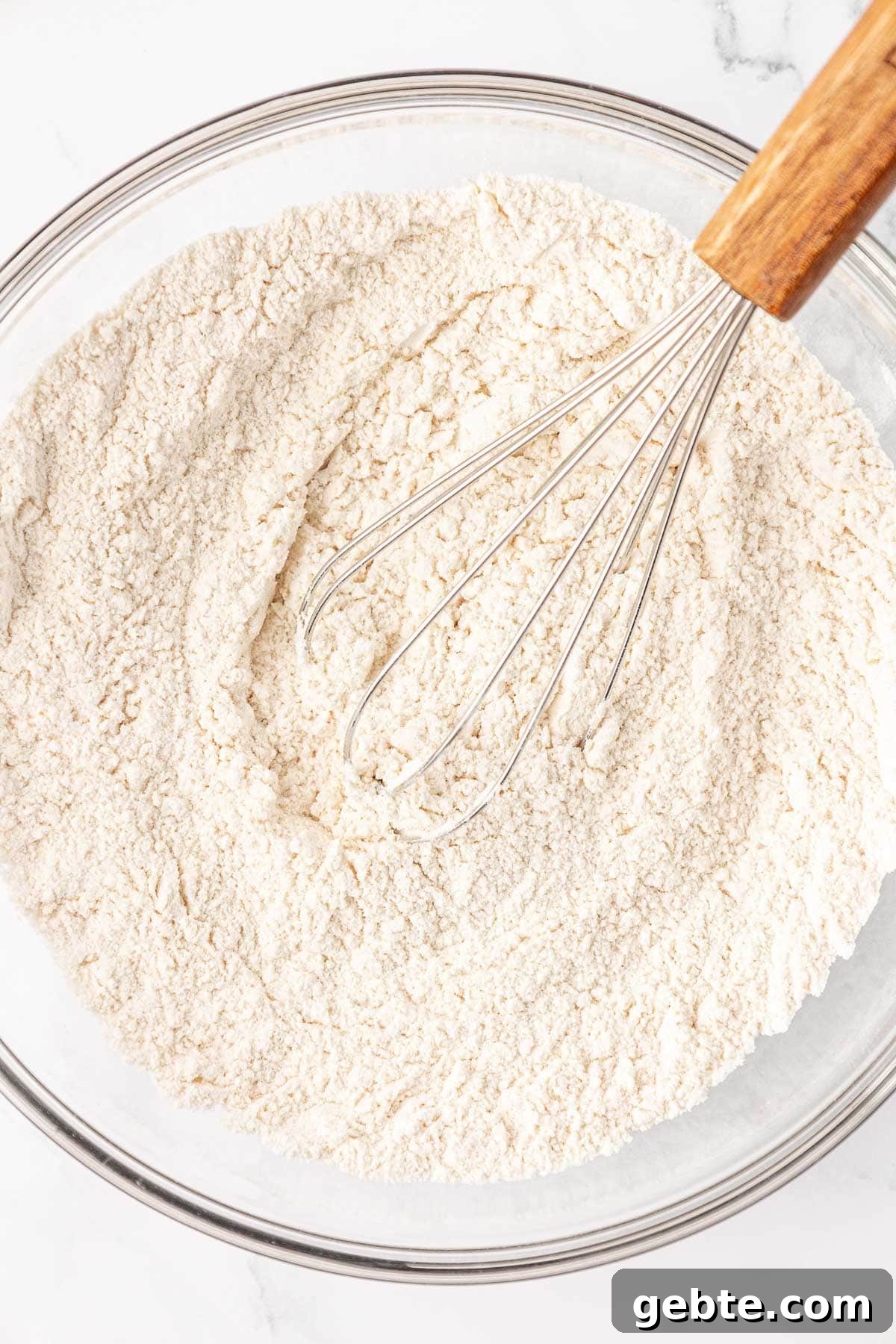 Moist Greek Yogurt Snack Cake with Lemon Glaze 6 dry ingredients whisked together
