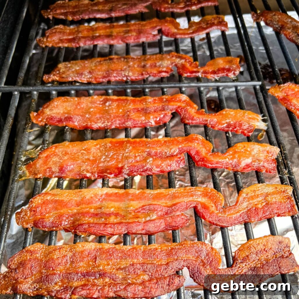 cooked bacon on a Traeger smoker