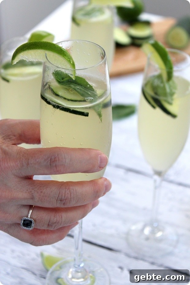 cucumber lime basil prosecco drink cucumber lime basil prosecco drink