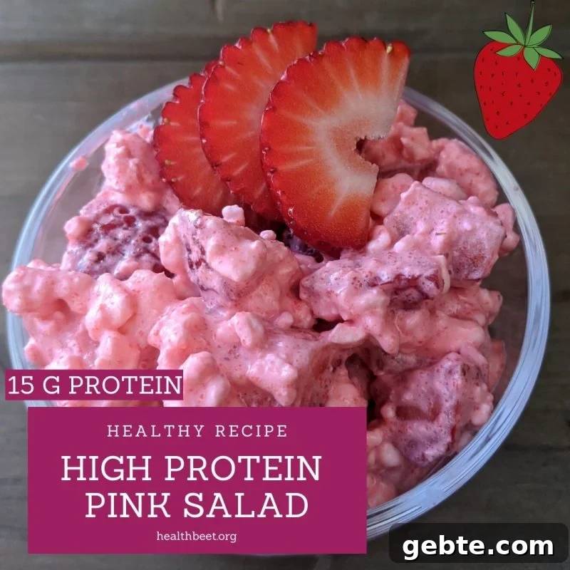 high protein pink cottage cheese salad with strawberries