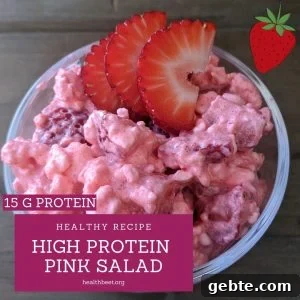 high protein pink salad with strawberries