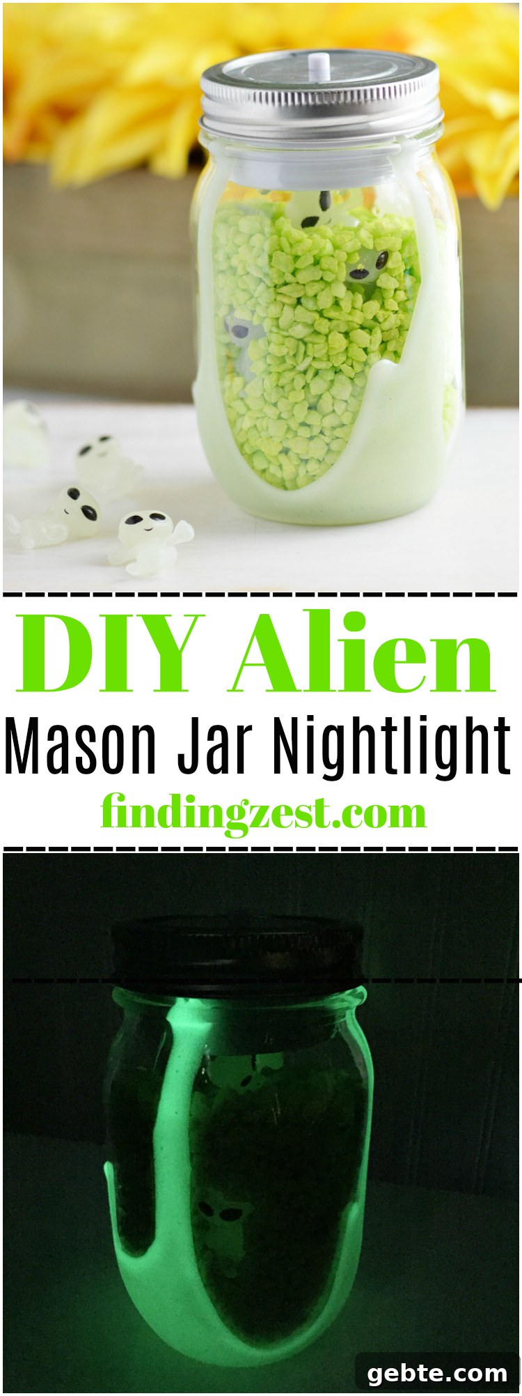 Make Your Own Alien Nightlight: DIY Guide for Cool Space Decor 18 Large image of the DIY alien mason jar nightlight.