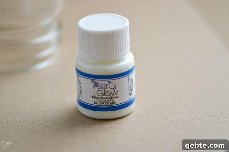 Make Your Own Alien Nightlight: DIY Guide for Cool Space Decor 4 Bright green glow-in-the-dark paint used for the mason jar nightlight.