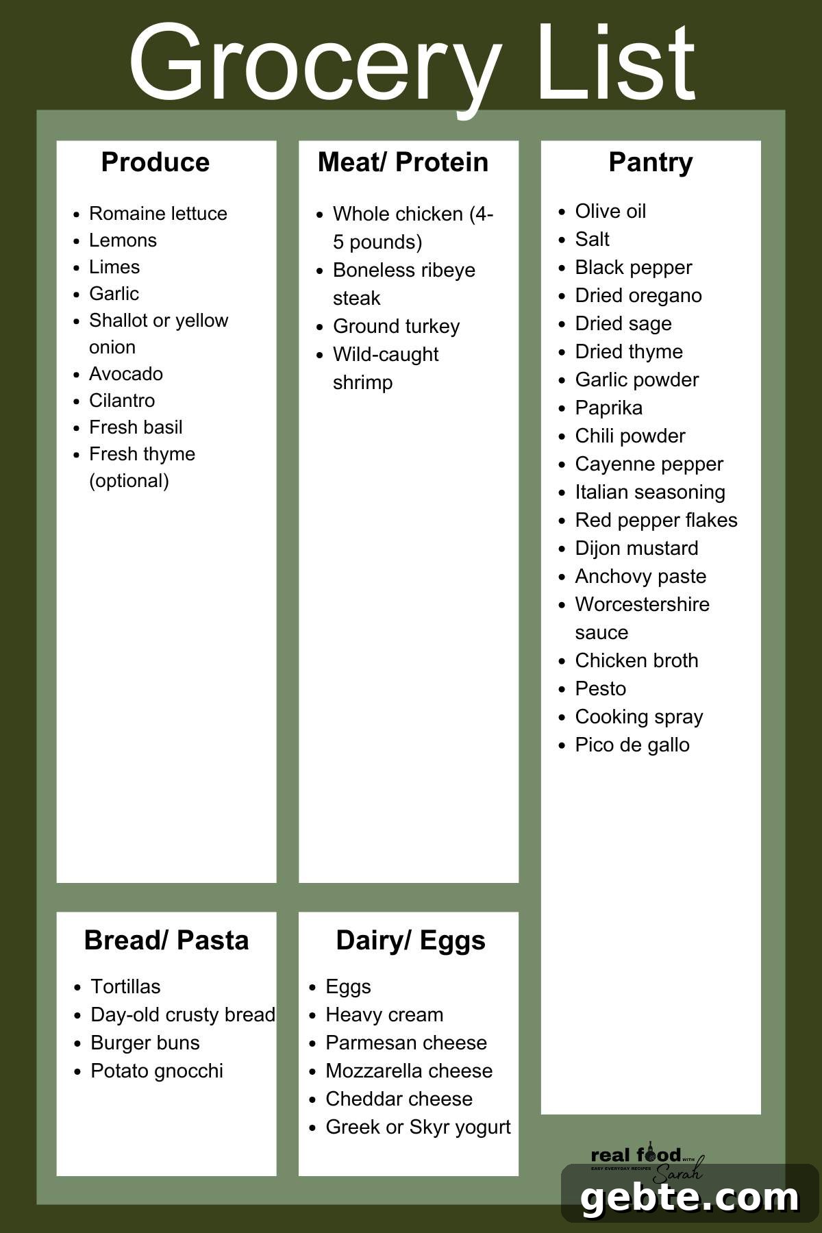 Weekly Meal Plan: April 25–May 1, 2026 | Simple Dinner Ideas 3 Grocery list image